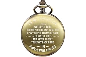 TREEWETO Mens Engraved Pocket Watch Gifts from Grandpa Grandma, Unique Birthday Gift Ideas for Grandson, Graduation Gifts for Him, Present for Men