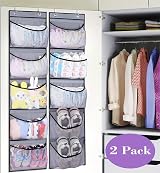 MISSLO 2 Pack Over the Door Organizer with 5 Mesh Pockets Grey view 3