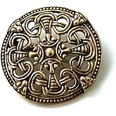 Bronze Gold Viking Shield Brooches,Clothes Fasteners - Cloak, Shawl, Scarf Pin, Norse Vintage Jewelry
