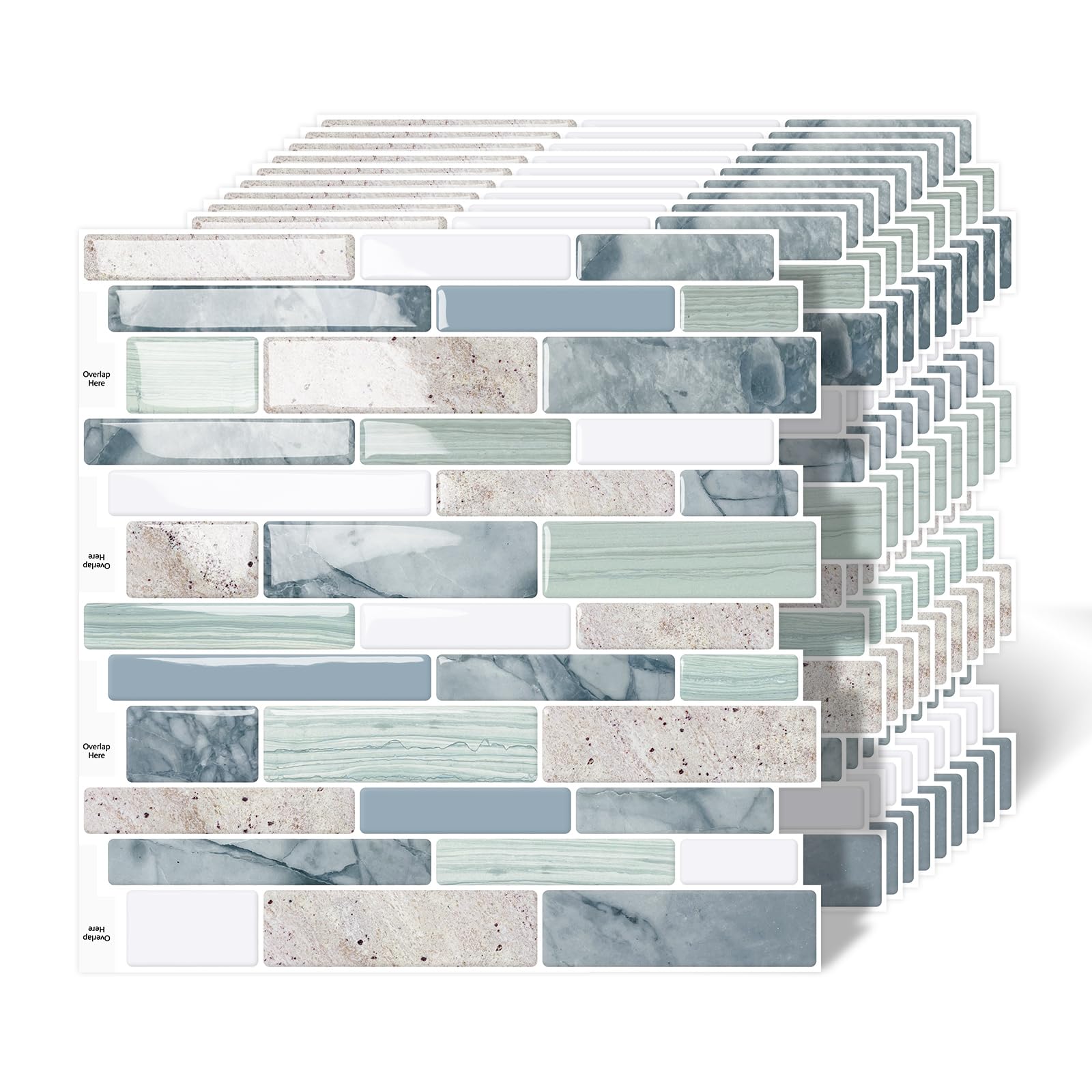 Photo 1 of 10-Sheet Peel and Stick Kitchen Backsplash Tiles, 3D Waterproof Self Adhesive Wall Tile Stick on Backsplash for Kitchen and Bathroom(Sage Green,12"×12")