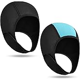 Jecery 2 Pcs Neoprene Diving Hood Thermal Wetsuit Hood Cap Swim Caps with Chin Straps Snorkeling Neoprene Surf Beanie 2.5 mm Diving Headgear for Men Women Sailing Water Sports