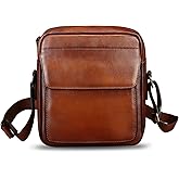 IVTG Genuine Leather Messenger Bag for Men Crossbody Shoulder Bag Satchel Casual Sling Daypack Work Business Daily Purse