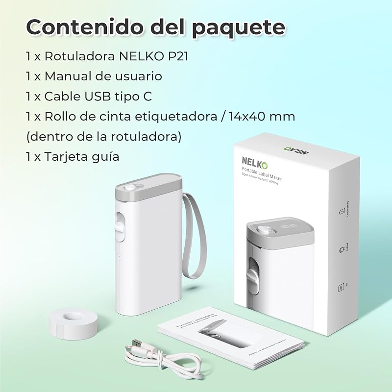 P21 Etiquetadora Adhesivas, Impresora Etiquetas Térmica, Blanco