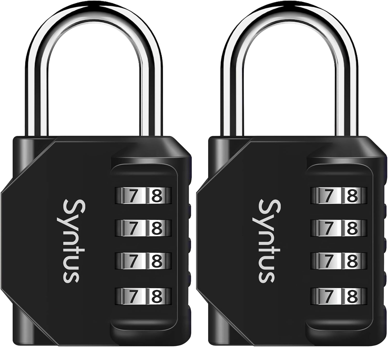 Syntus 2 Pack Combination Lock 4 Digit Padlock for School Gym Sports Locker, Case, Fence, Toolbox, Hasp Storage (Black) - - 
