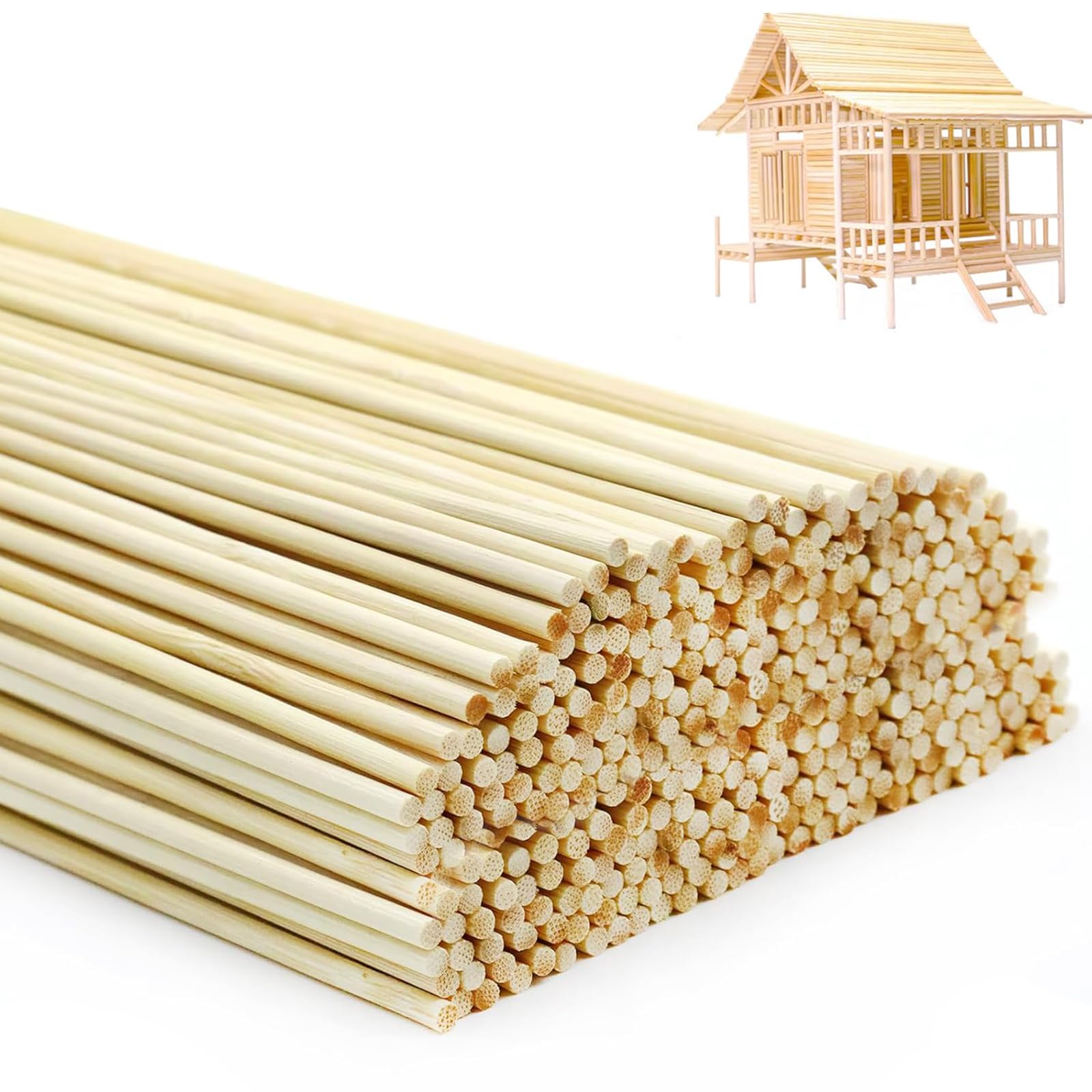 Magiho 200 Pcs Wooden Sticks, Wooden Sticks for Craft 300mm × 3mm (11.8in ×0.12in), Sticks for Crafting, Bamboo Sticks Woodwork Art DIY Advent Calendar Christmas Gifts
