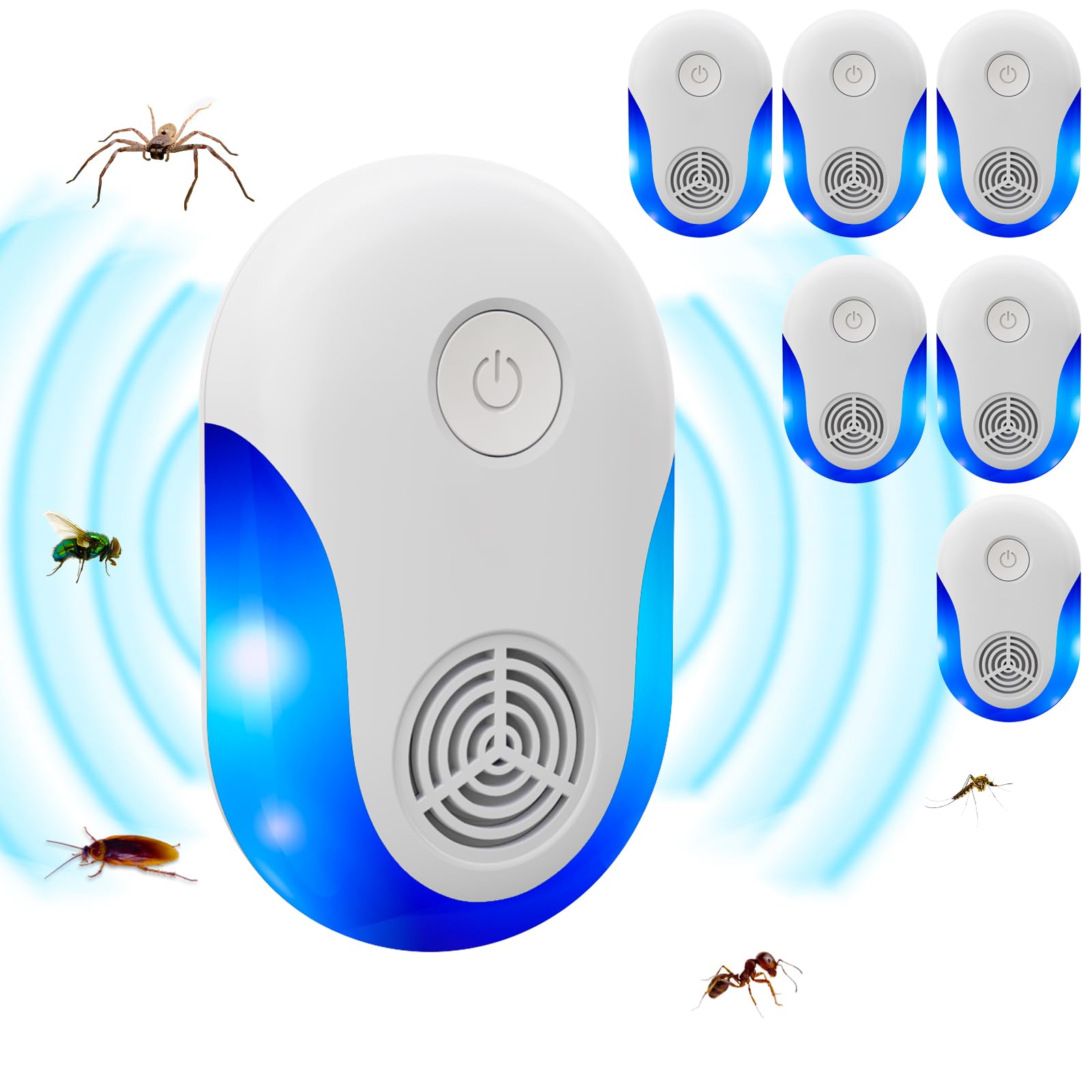 Photo 1 of 2025 Upgraded Ultrasonic Repeller 6 Pack, Indoor Ultrasonic and Repellent for Pest Insect, Roach, Rodent, Mouse, Bugs, Ant, Mosquito, Mice, Spider, Electronic Plug in Pest Control (6)
