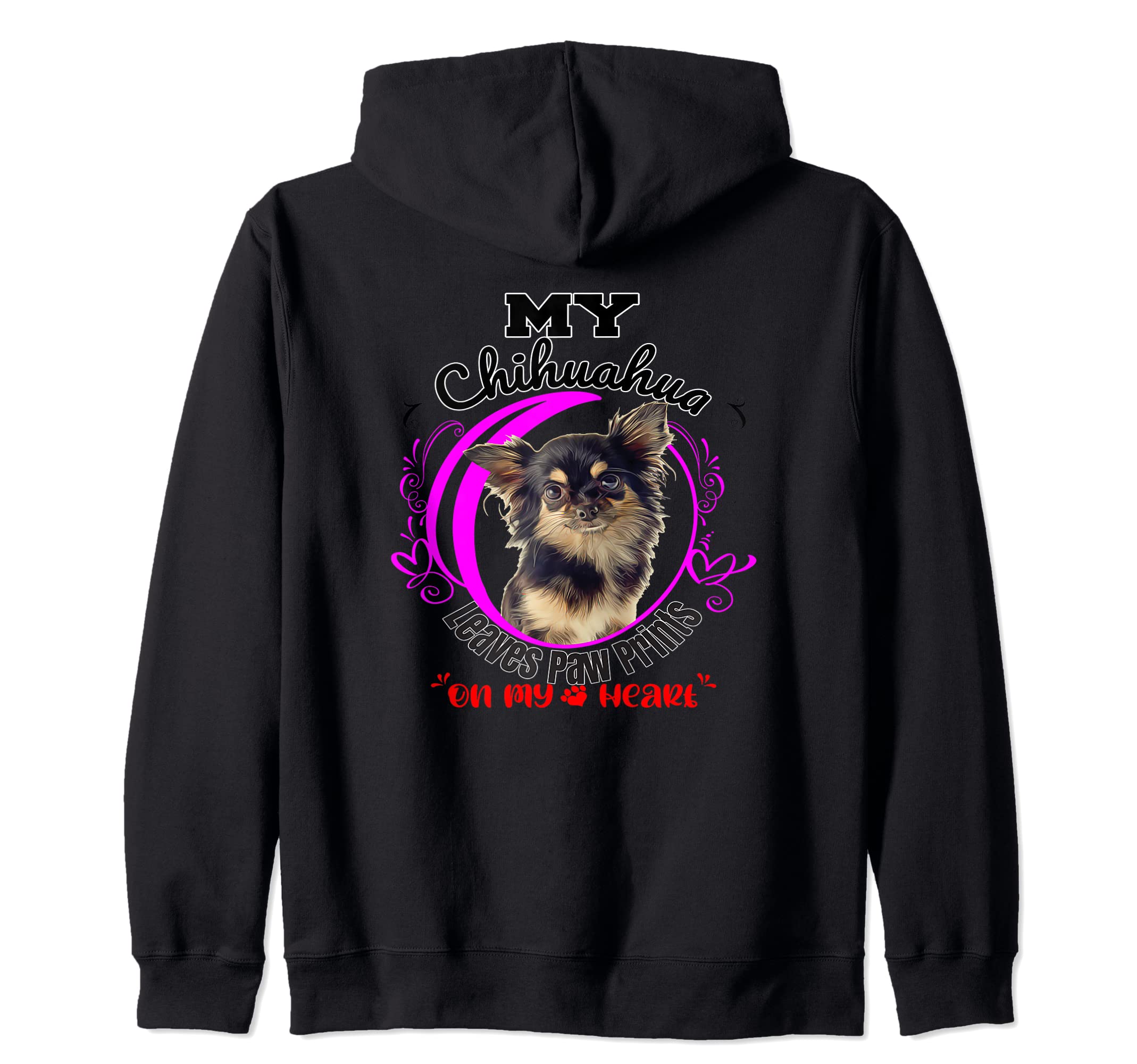Chihuahua Dog Owner Paw Prints On My Heart Zip Hoodie
