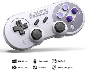 8Bitdo SN30 Pro Wireless Bluetooth Controller with Joysticks Rumble Vibration USB-C Cable Gamepad for Windows, Mac OS, Android, Steam, Compatible with Nintendo Switch