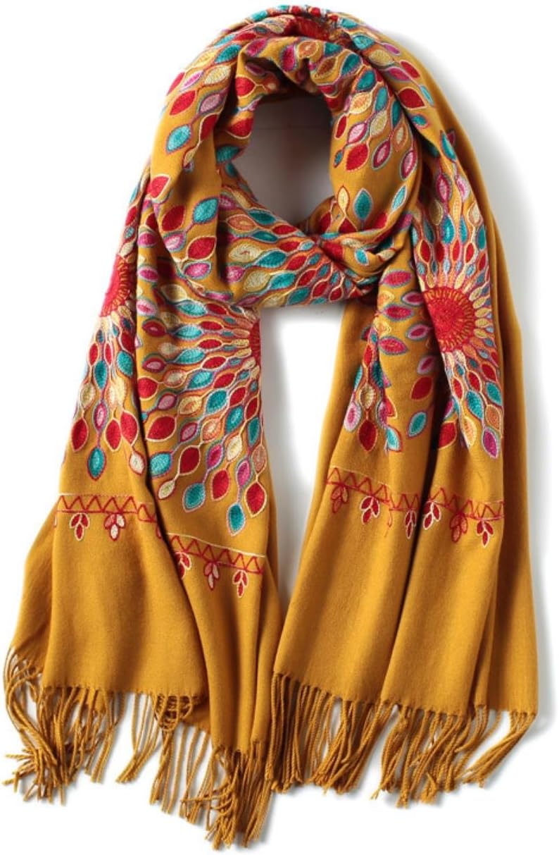 winter scarf vintage Embroidery thick warm women scarves cashmere shawls