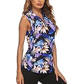 Cucuchy Style Womens Golf Shirts Sleeveless 1/4 Zip Up Moisture Wicking Tennis Polo Tank Tops M-3XL