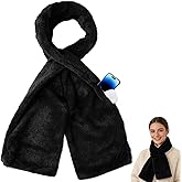 Faux-Fur Pull Through Scarf With Hidden Zipper Pocket for Women, Winter Ultra-Soft Cozy Fur scarfs for Keys and Card