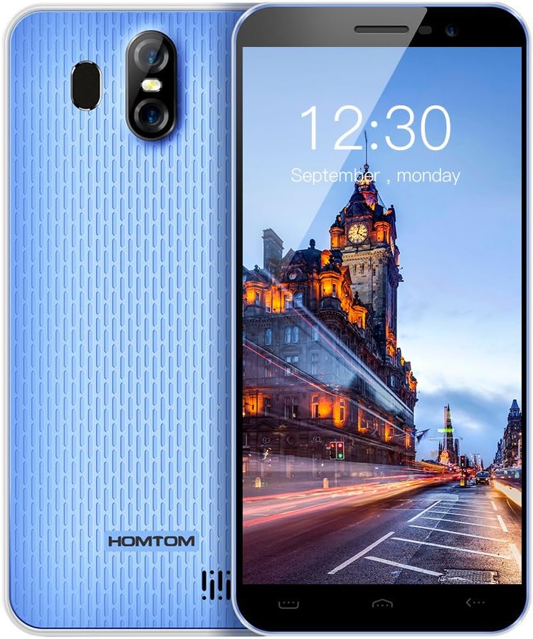 HOMTOM S16 Unlocked Smartphone Android 7.0, 5.5" Full Screen(18:9), Triple Camera 13MP+2MP+8MP, 2GB RAM+16GB ROM, MTK6580 Quad Core, 3000mAh, Fingerprint, 3G SIM Free Mobile Phones (Blue)