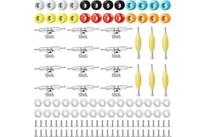 Jexine 6 Sets DIY Fingerboard Kit Fingerboard Accessories Mini Finger Skateboard Parts Include 12 Brackets 54 Screws 30 Nuts 6 Screwdriver 24 Board Wheels Tool for 96mm(Colorful)