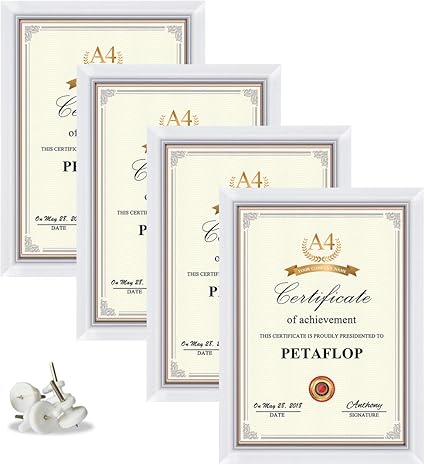 White Frame Picture Certificate Frame Vertically And Horizontally Dispaly 4 Pack Amazon Co Uk Kitchen Home