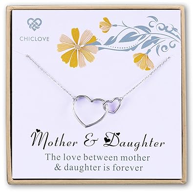 Chiclove Geschenk für Mama - Mutter und Tochter Halskette mit 925 Sterling Silber ineinandergreifenden Herzen