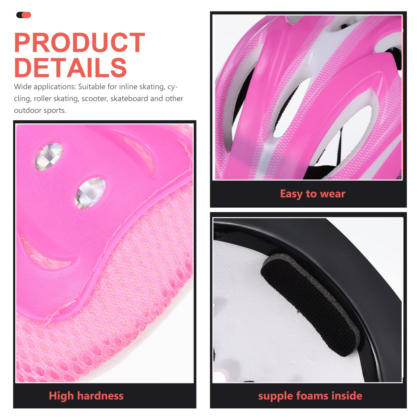 Kids Helmet with Sports Protective Gear Set: Toddler Knee Elbow Pads Wrist Guards Adjustable Helmet for Ages 3-8 Girls Cycling Skateboard Roller Skating Scooter (Pink)