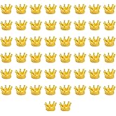 ZQTSANKESL 50pcs mini crown crafts, 3D mini alloy crown pendant, DIY retro pendant, brass large hole spaced bead alloy jewelry, used for DIY jewelry making, bracelet decoration (gold)