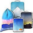 8 Set/4 Set Deluxe Compression Packing Cubes Travel - Maximize Space In Luggage With Patented HybridMax Double Capacity Design, Luxury Compressible Packing Cubes For Travel, Large, Small, & Medium
