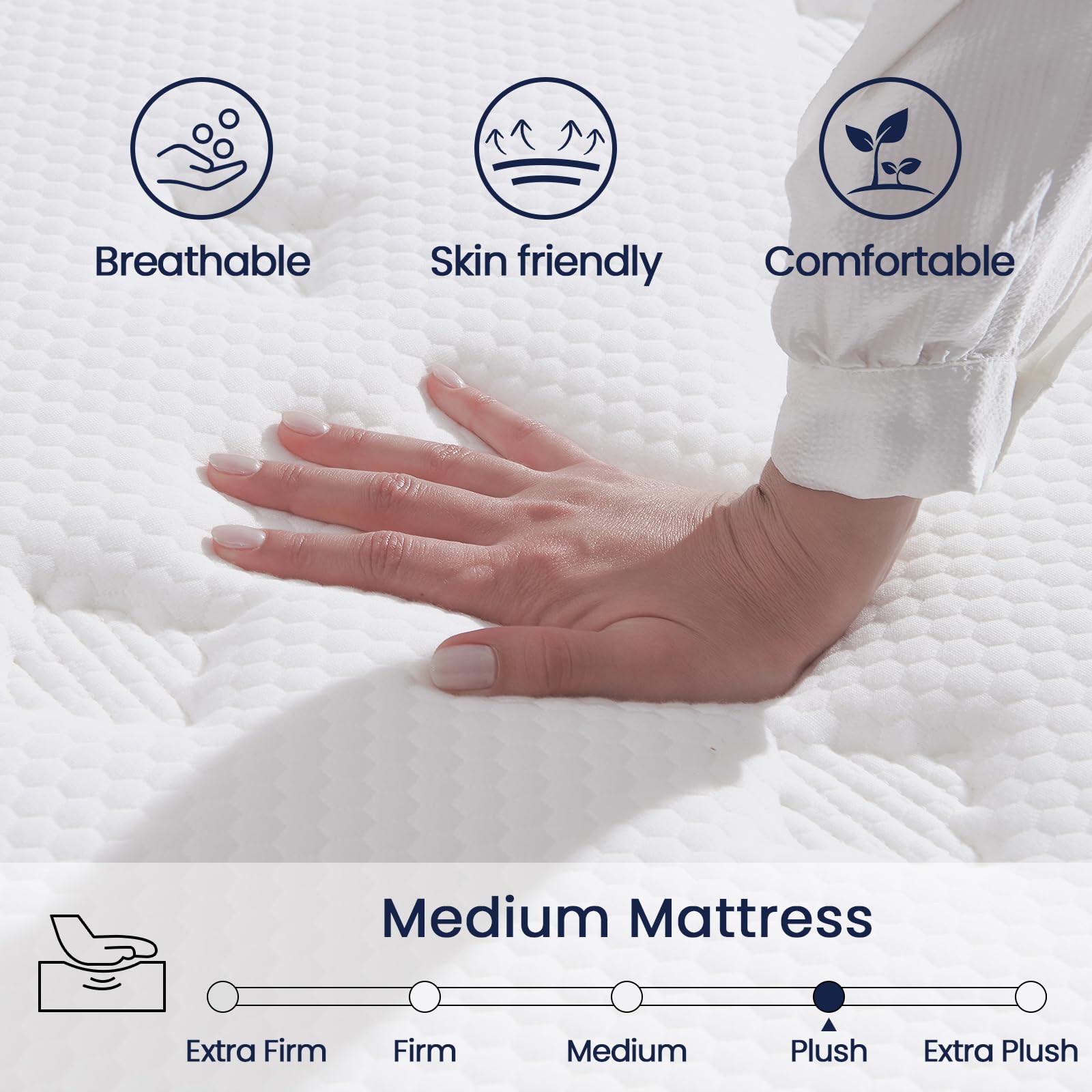 Crayan Queen Mattress, 10 Inch Queen Size Mattress in a Box, Memory Foam Innerspring Hybrid Mattress for Pressure Relief, Motion Isolation, Breathable Comfort, CertiPUR-US