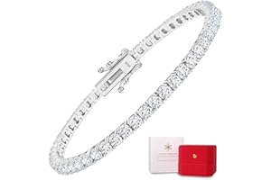 KRKC&CO KEEP REAL KEEP CHAMPION KRKC&CO Lab-Grown Moissanite Tennis Bracelet Women, Luxury Anniversary Wedding Bridal Gift for Wife, 2.2-13.8 ct.tw, D Color VVS1, 925 Sterling Silver 14K Golden Plated, Hypoallergenic, Everyday Jewelry