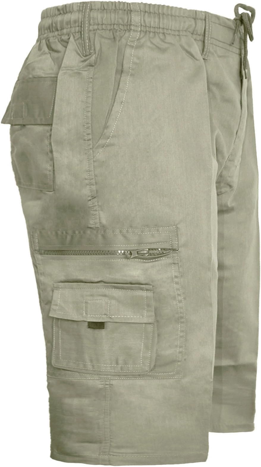 MENS CARGO COMBAT PLAIN SHORTS ELASTICATED WAIST SUMMER BIG SIZES