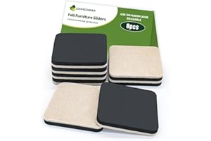 COVERCORNER Felt Furniture Sliders for Hardwood Floors 8 PCS - 3 1/2 inch Square Furniture Moving Slider – Heavy Duty Felt Movers Sliders Chair Legs Floors Protectors (for Hardwood Floors)