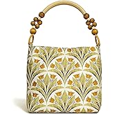 Tote Bag, Handbags for Women, Vintage Suzuran Satin Shoulder Bag, Wooden Beaded Shoulder Strap Underarm Bag, Bohemian Travel Bag for Vacation Daily