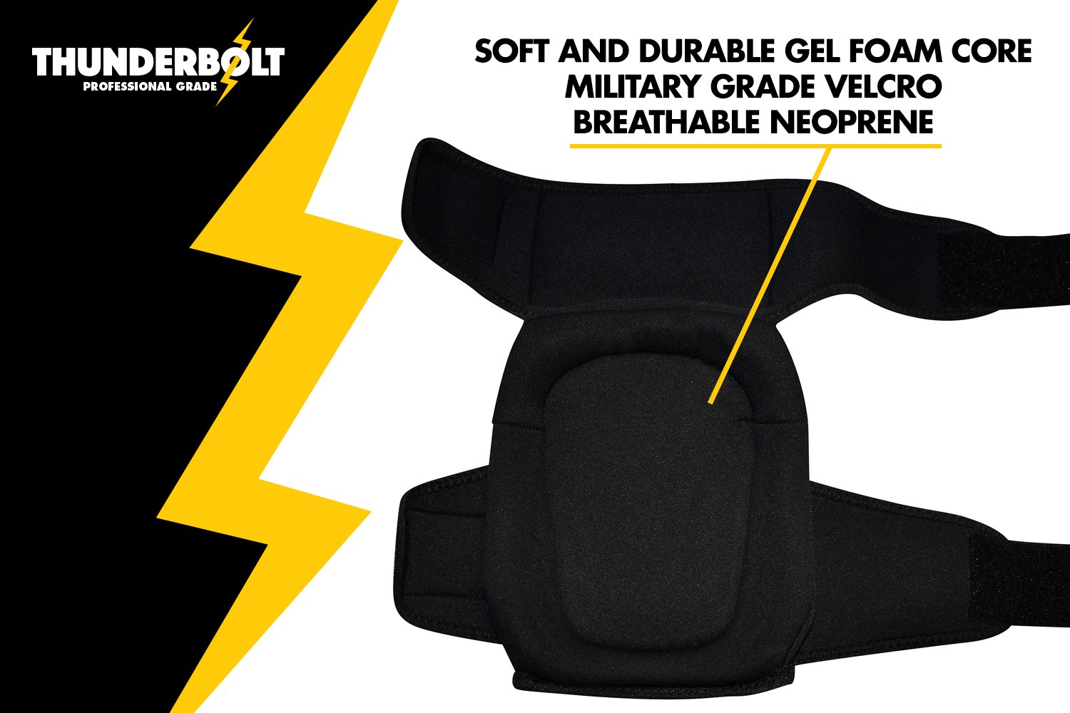 NEW! Professional Knee Pads by Thunderbolt Most Comfortable Gel Cushion