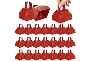 Acrux7 24 Pack Metal Cowbell, 3 Inch Red Cow Bells Hand Percussion Cowbells Noise Makers for Sporting Events, Football Games