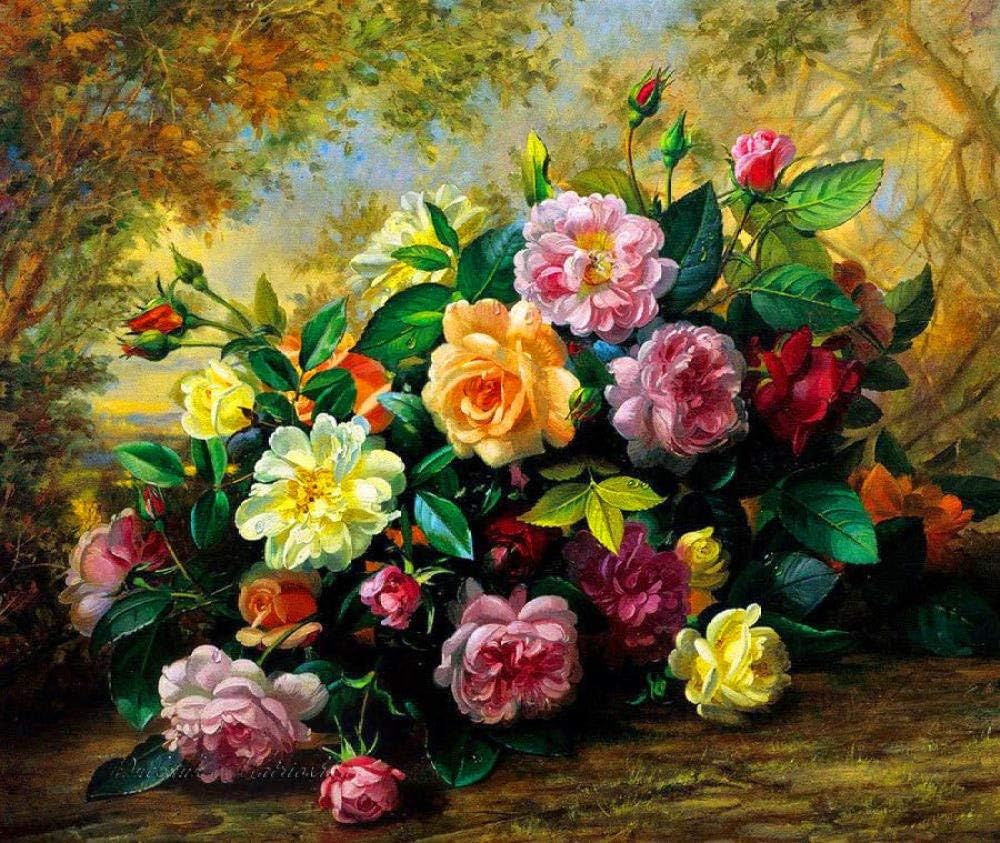 JIAOYK painting by numbers for adults on canvas Plant flower Canvas Paints for Adults Children Seniors Junior DIY Beginner Level Acrylics Painting Kits 16 * 20inch Frameless