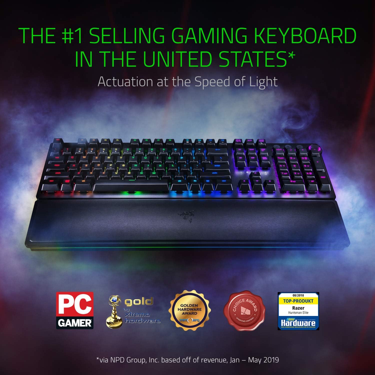 Razer Huntsman Gaming Keyboard: Fastest Keyboard Switches Ever - Clicky Optical Switches - Customizable Chroma RGB Lighting - Programmable Macro Functionality - Classic Black: Computers & Accessories