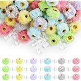 360 Pcs Colorful Fuzzy Faux Fur Pom Poms Beads, Including180 Clear Spacer Beads, Soft Fluffy DIY Craft Supplies for Jewelry, Keychains, Bracelets, Pens, Hair Accessories (6 Colors)
