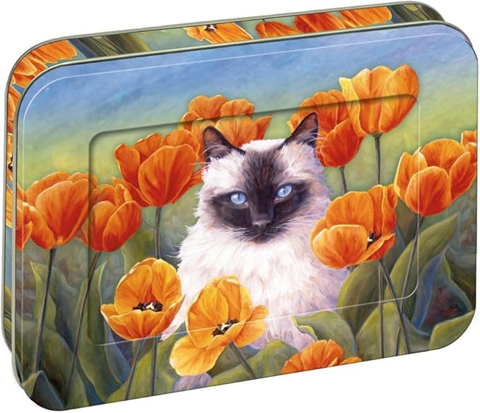 TreeFree Greetings "Among the Poppies", 12 Count EcoFriendly Cat Notecard