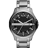 A|X Armani Exchange Men's Watch with Three-Hand Analog Display and Date Window, Watch for Men with Stainless Steel or Leather Band