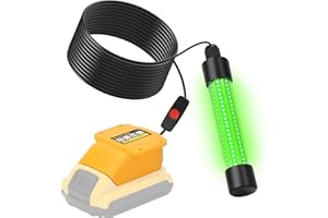 OLIBUY LED Underwater Green Fishing Light Compatible for Dewalt 20V Battery, 13W 1300 Lumens IP68 Rated Submersible Fishing Light Attractants for Night Fishing, Docks, Boats, Kayaks(No Battery)