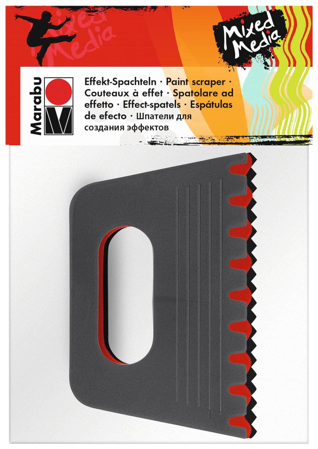 Marabu 017300000030 – Effect Spatula Set, 3 Painting Spatulas in Different Shapes, for Structures and Patterns in Colours, Pastes and Gels