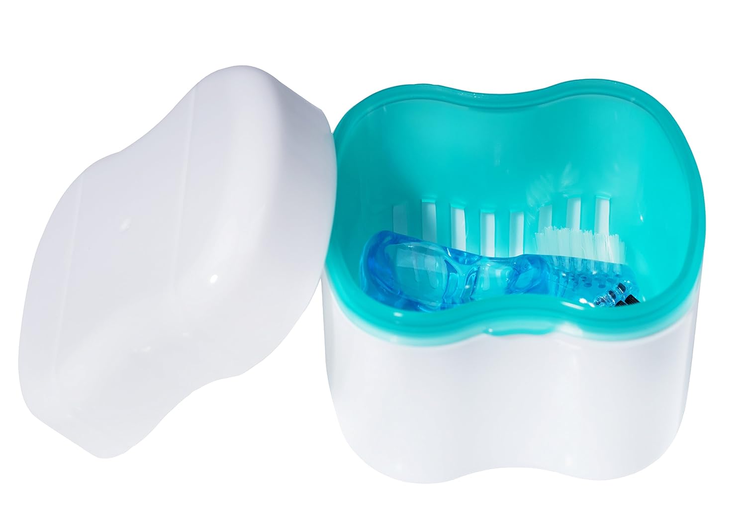 Denture Case, Denture Brush Retainer Case, Denture Cups Bath, Dentures Container with Basket Denture Holder for Travel, Retainer Cleaning Case (Green) : Beauty