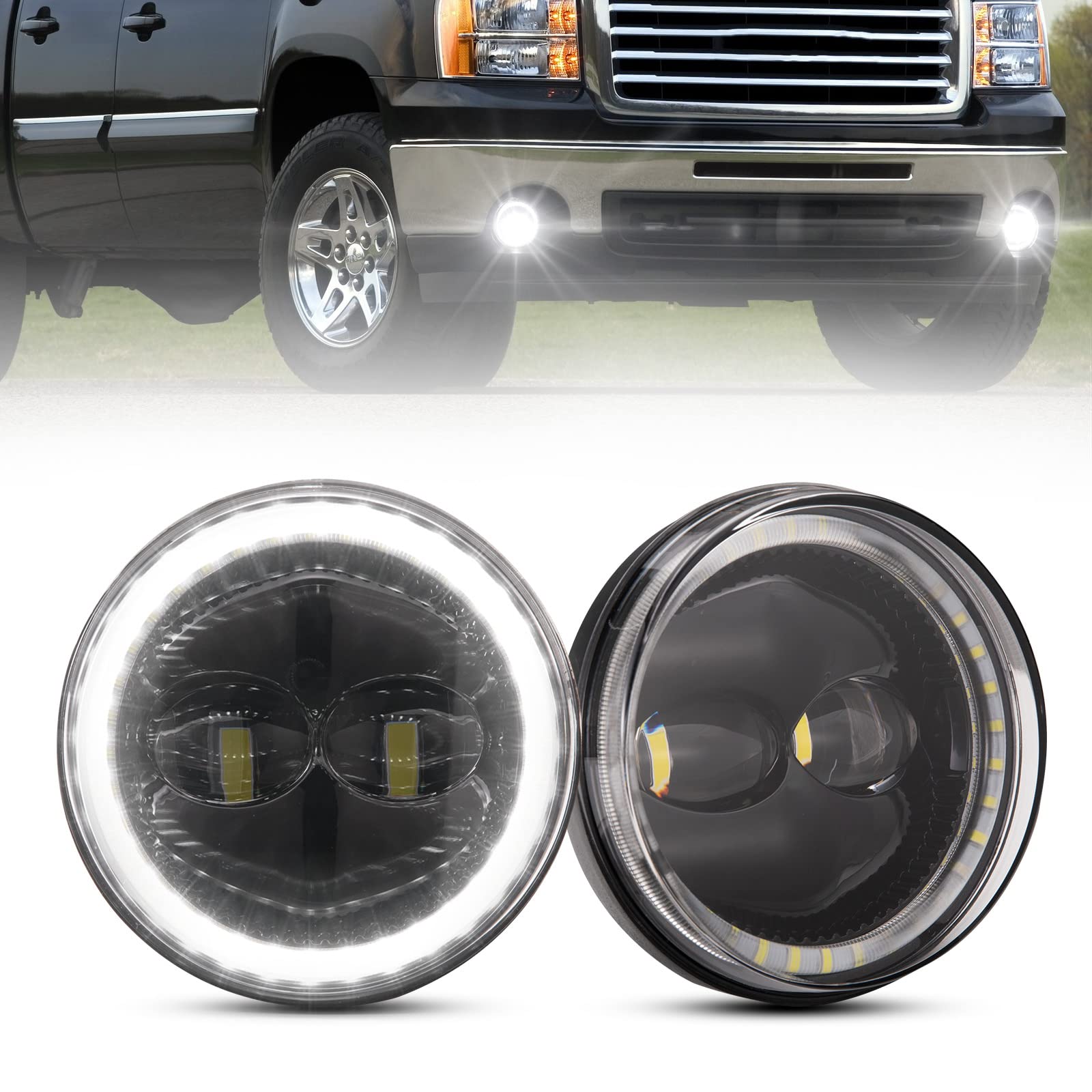 Photo 1 of BUNKER INDUST LED Fog Light with Daytime Running Lights for 2007-2013 GMC Sierra 1500/2007-2014 Sierra 2500HD 3500HD, OEM Bumper Driving DRL Fog Lamp Assembly Kit