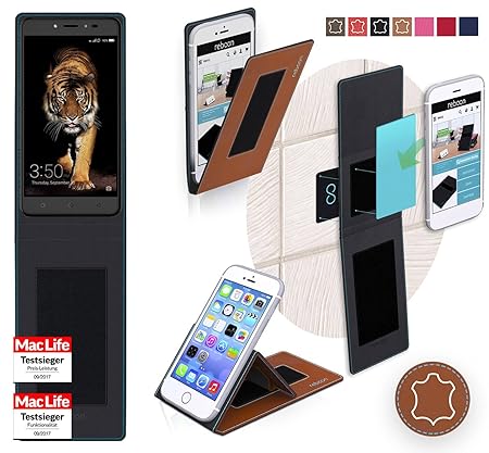 reboon Hülle für Coolpad Torino S2 Tasche Cover Case Bumper | Braun Leder | Testsieger