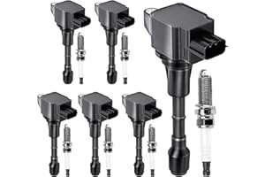 MOTOREVO UF550 Ignition Coil Pack & Spark Plugs Compatible with INFINITI EX35 FX35 G25 G35 JX35 M35 M35h Q50 Q70 QX60 Nissan Maxima Murano Altima Pathfinder Quest 2.5L 3.5L 2008 2009 2010 2011 2012 2013 6Pcs