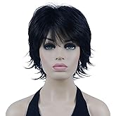 Lydell Short Layered Shaggy Wavy Full Synthetic Wigs (Natural black)