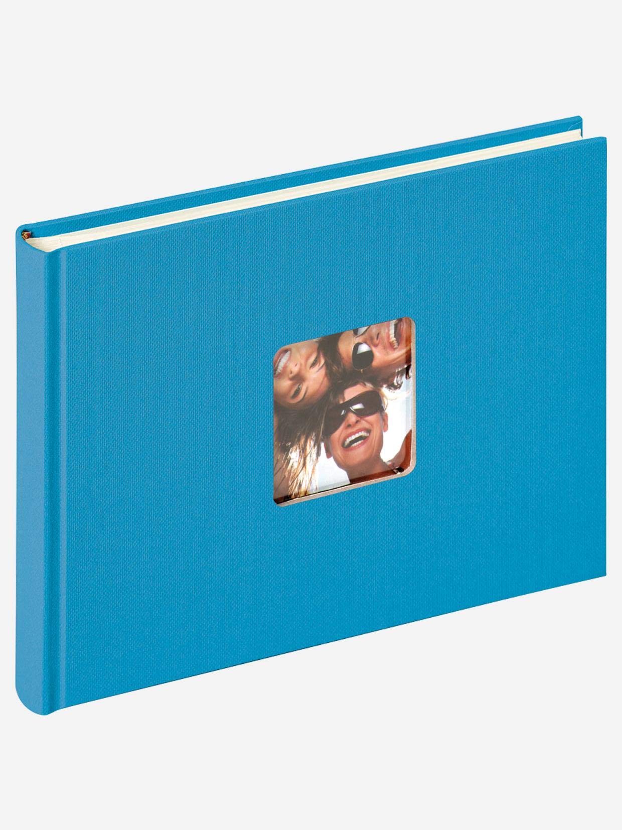 Walther design FA-207-U Fun Trend high quality book bound album with die cut for your personal picture, 8.7 x 6.3 inch (22 x 16 cm), 40 white pages, ocean blue