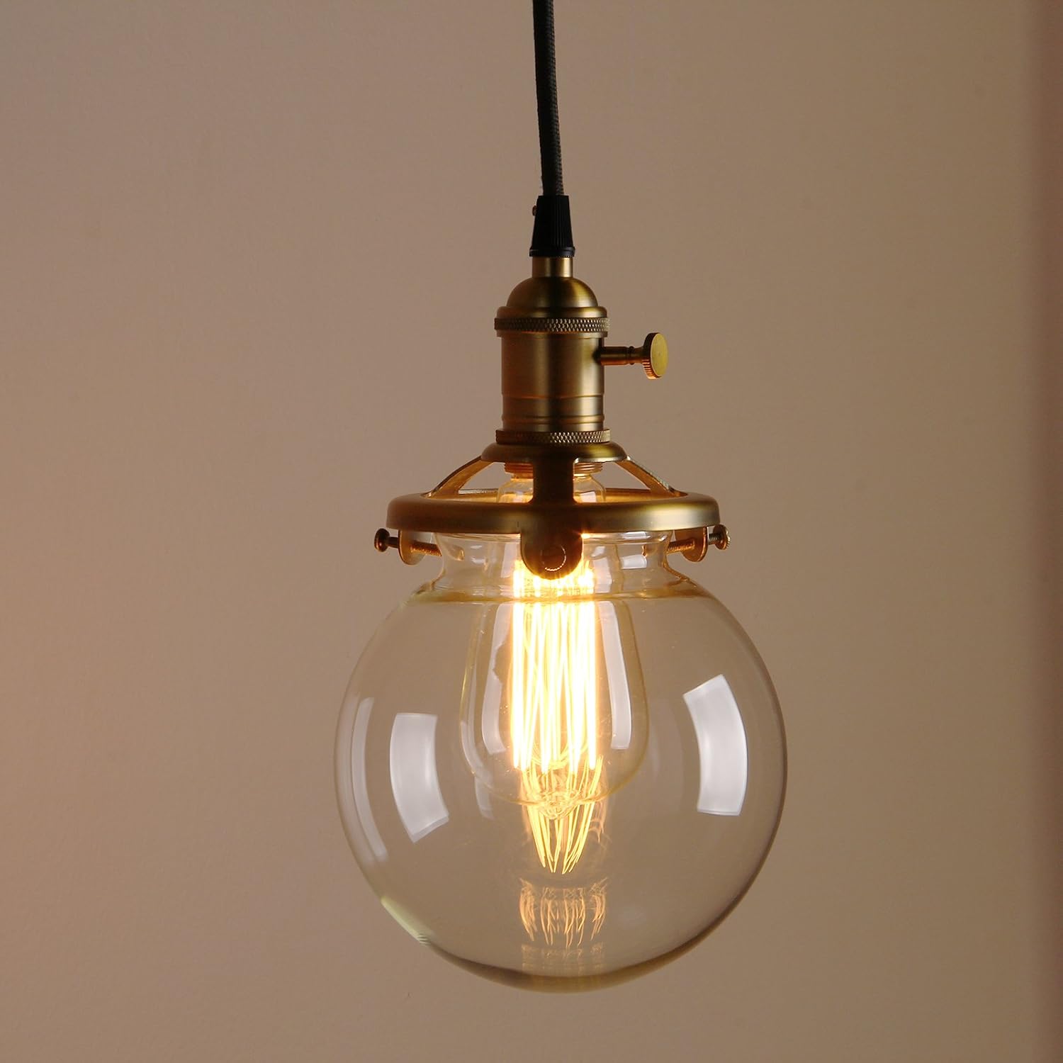 PathsOn Industrial Vintage Loft Bar Edison Ceiling Pendant Lights Fitting Chandelier Glass Globe Lampshade 3 Lights Hanging Light Fixture for Living Room Dining Room Bedroom (Antique) - Image 3