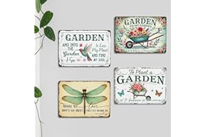 4Pcs Vintage Metal Garden Signs Wall Decor Dragonfly Gifts for Women Rustic Metal Art for Home Gate Garden Bars Restaurants C