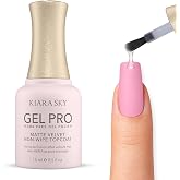 KIARA SKY Matte Gel Top Coat &ndash; Powder-Resist, Chrome Proof Velvet Matte Finish, HEMA-Free No-Wipe, for Chrome Isolation &amp; Nail Art, UV/LED Soak-Off &ndash; 0.5 fl oz