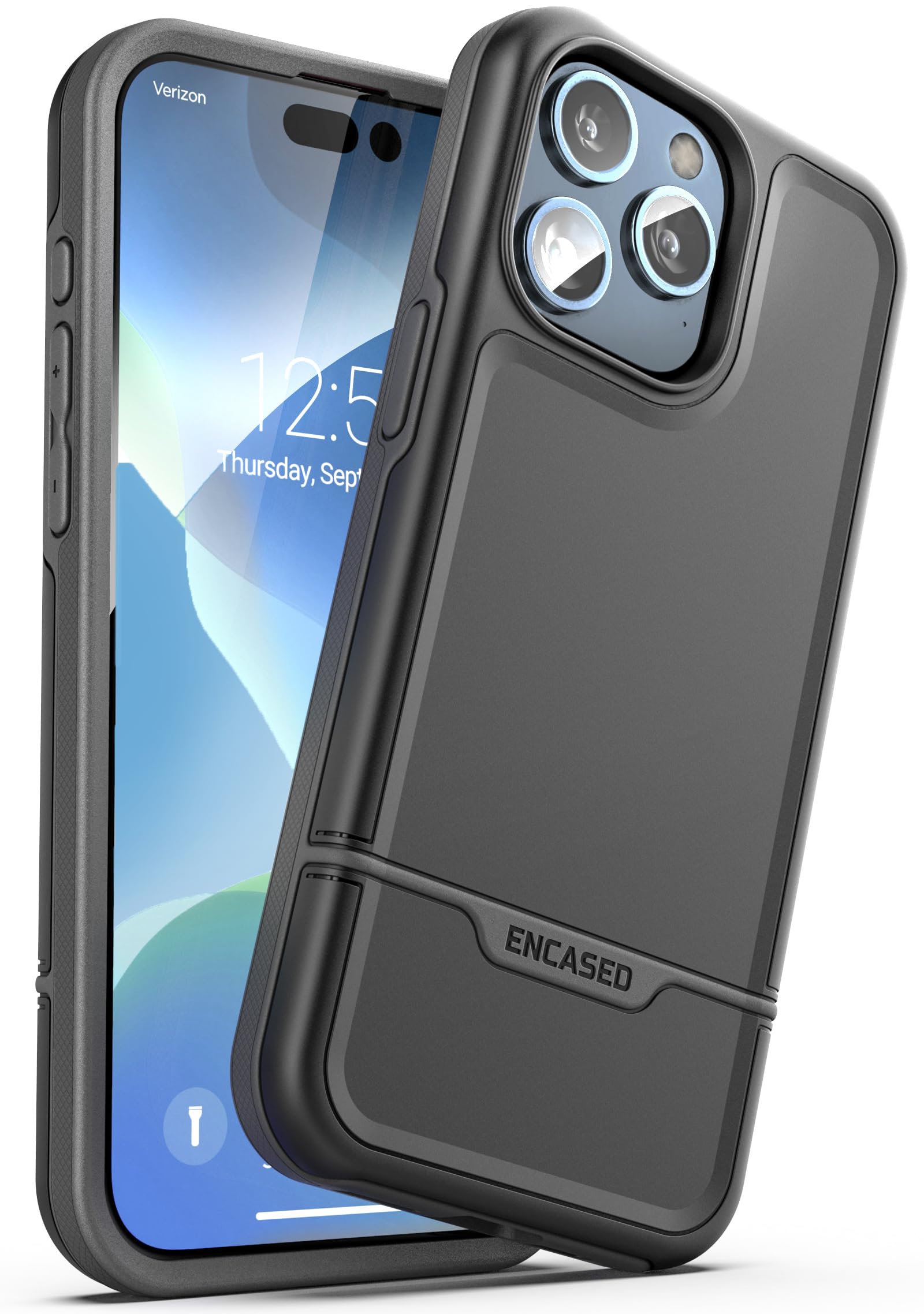 ENCASED Rebel Designed for iPhone 15 Pro Max Phone Case, Protective Heavy Duty Cover (iP15 PRO-MAX 6.7") - Black — image 1