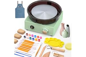 Alldeer Pottery Wheel for Kids - 6" Turntable Two-Way Rotation Mini Pottery Wheel, Removable Tray, Metal Frame, Pottery Kit with 18PCS Pottery Tools, Christmas Gifts for Adults Beginners Teens