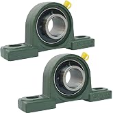 2 Pack UCP205-16 Pillow Block Mounted Ball Bearing - 1" Bore - Solid Cast Iron Base - Self Aligning