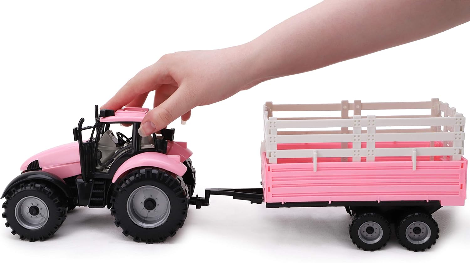 Toyland® Farm Tractor With Trailer - Boys/Girls Farm Toys - Farm Vehicles (Pink), 39cm - Image 5