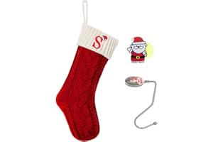 GUCCDE Christmas Stockings with Initials, Personalized Embroidered Monogram 18 Inches Knitted Christmas Stockings Fireplace Xmas Stockings for Kids,Family Holiday Party Decoration Red and White Letter S